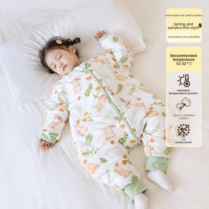 Combinaison de couchage amusante pour bébé unisexe, imprimés animaux de dessin animé, légère, 100% coton, design à jambes séparées, fermeture éclair dissimulée, lavable en machine - Product Image 5