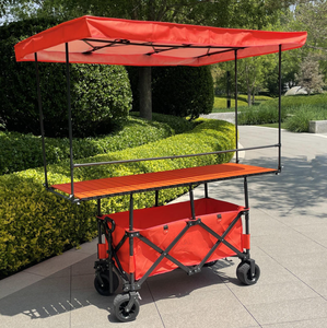 Chariot pliant robuste de haute qualité à 4 positions réglables en hauteur avec auvent, roues larges roses, pour le camping et les marchés. - Product Image 4