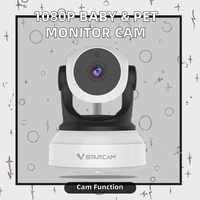 Caméra de surveillance intelligente pour bébé 1080p avec audio, capteur CMOS, stockage cloud et détection laser des animaux domestiques