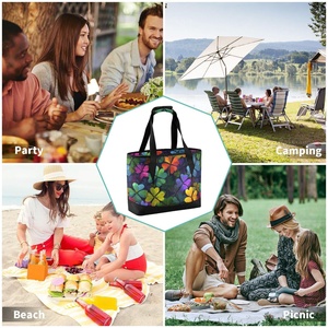 Sacs à déjeuner isothermes personnalisés en gros avec motif floral tropical, en polyester durable, sacs fourre-tout isothermes pour le déjeuner - Product Image 6