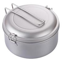 Boîte à bento ronde étanche en titane pur boîte à lunch de camping en plein air avec couvercle scellé poignée pliable pour les étudiants et les pique-niques
