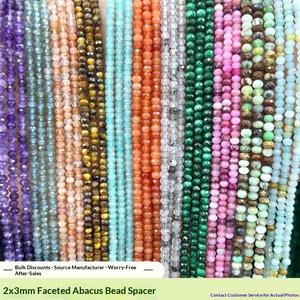 Cuentas facetadas de piedras preciosas naturales mixtas de 2x3mm, cuentas espaciadoras sueltas para pulseras, collares y joyería DIY al por mayor - Product Image 2