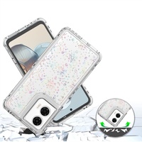 Étui en acrylique brillant pour Motorola G14 G54 G55 G84 G04S G24 Power Edge 40 Neo G85 G35 G05 E15, motif laser papier, 360 degrés