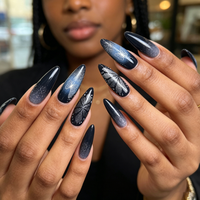 YZ 65 Faux ongles à presser faits main, style chic millennial, effet œil de chat, ongles éclaircissants