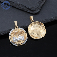 Pendentif bicolore en or plaqué or 18 carats, micro-pavé de zircon, motif Zamzam Well & Kabba, pendentif miniature mosquée islamique pour hommes et femmes