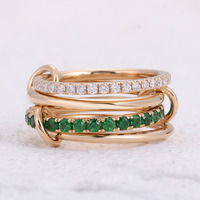 Bagues empilables en diamant cultivées en laboratoire de conception unique Bague en or 18 carats portée à 4 doigts pour personnalité fille soutien multi-taille personnalisée