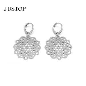 Usine en gros 2025 à la mode déclaration unisexe bohème laiton Vintage géométrique Agate flocon de neige balancent pendentif boucles d'oreilles - Product Image 1