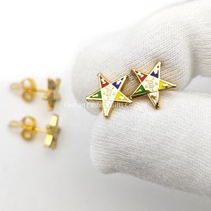Produk Baru grosir anting-anting Masonik logam simbol OES Bintang Timur anting-anting wanita - Product Image 2