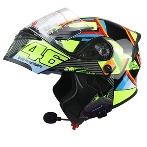 Casque de moto modulaire Bluetooth certifié DOT, rabattable, intégral, avec masque double anti-buée intégré - Product Image 4