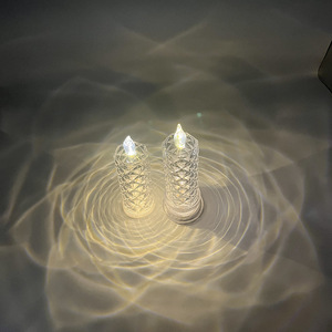 Rosa patrón LED noche luz refracción Halo proyección vela electrónica lámpara cristal creativo Navidad atmósfera - Product Image 3