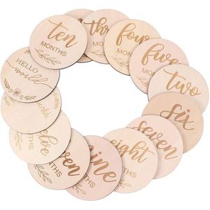 Cartes de jalons mensuels en bois gravées au laser, écologiques et personnalisées, accessoires pour les fêtes prénatales et la photographie, livraison directe - Product Image 3
