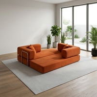 Canapé-lit modulaire compressible en velours côtelé, convertible sans armature en mousse haute densité, canapé de sol pour salon et appartement