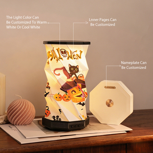 Lampe en papier <span class=keywords><strong>pliable</strong></span>, cadeau créatif écologique, lampe de bureau sans fil LED, haut-parleur pour téléphone portable, salon, table de chevet - Product Image 4