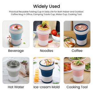 Custom Logo Collapsible Silicone Travel Cup 350ml 500ml Leakproof Foldable Coffee Cup with Straw BPA Free OEM ODM - Product Image 4