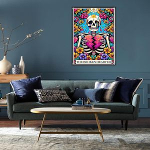 Kit de Peinture Diamant 5D Songwoo Expédition Rapide pour Adultes, Thème Gothique Tarot : Diamant Cœur Brisé et Squelette Floral Coloré - Product Image 3
