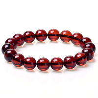Bracelet de perles rondes en ambre sanguin birman naturel de qualité supérieure, bijou en pierre précieuse entièrement transparente pour collection et cadeau de luxe