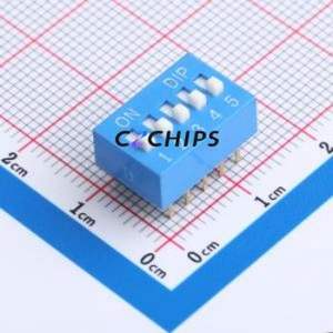 HX 2.54-5P CJPB-L DIP Switch DIP Switch Flat Toggle, Raised Type Single Pole Single Throw 5 PC Pin - Product Image 1