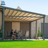 Pergola extérieure entièrement automatique, auvent rétractable avec éclairage LED pour patio et restaurant