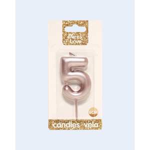 Party Love <b>Candle</b> Number 5 <b>Rose</b> <b>Gold</b> 6Cm Birthday Cake Decor - Product Image 2