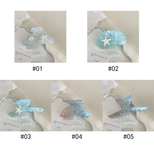 Novos Clipes de Cabelo de Acetato com Design Personalizado de Estrela-do-mar para Mulheres, Presilhas de Cabelo com Pérolas e Conchas, Acessórios de Cabelo Azuis com Cauda de Peixe - Product Image 5