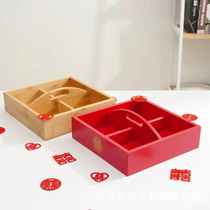 ถาดไม้เคลือบเงาแบบ<span class=keywords><strong>แบ่ง</strong></span>ช่อง 4 ช่อง สำหรับใส่ผลไม้อบแห้ง กล่องของขวัญงานแต่งงาน และเก็บอาหาร สไตล์คลาสสิก มีสินค้าในสต็อก - Product Image 5