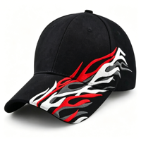 Casquette de baseball incurvée à 6 panneaux en sergé de coton, broderie 3D flamme personnalisée, réglable, unisexe, streetwear, casquette de sport, logo Common Four