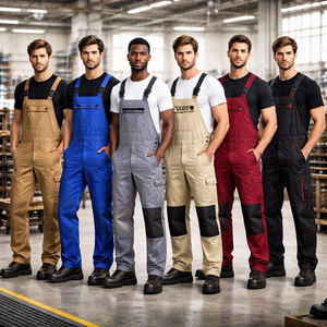 Maßgefertigte Großhandels-Modemarken-Arbeitsoveralls aus Reiner Baumwolle mit Mehreren Taschen, Übergröße, Einteiliger Arbeitsschutzanzug mit Aufdruck - Product Image 2