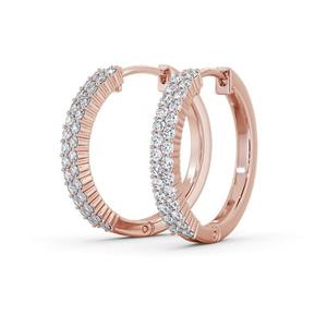 Boucles d'oreilles en diamant CVD cultivées en laboratoire avec certificat IGI Boucles d'oreilles en or 14K avec accents pavés à double ligne personnalisés - Product Image 6