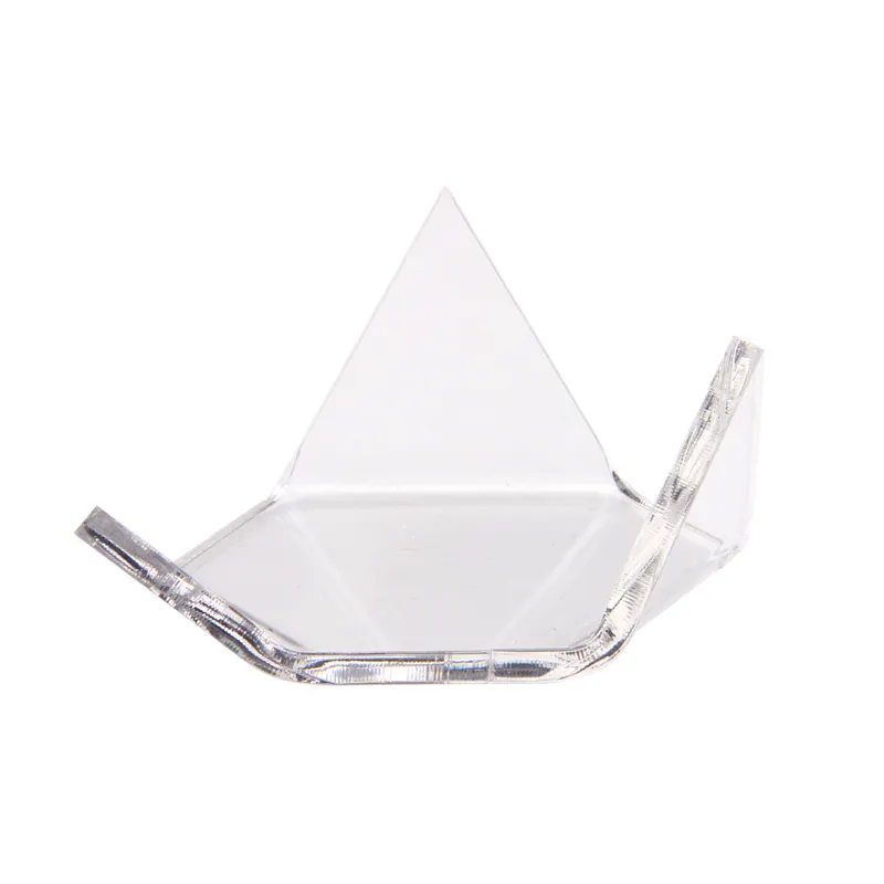 Toptan üçgen akrilik tutucular mineral taş vitrin rafı ve standı kristal standı