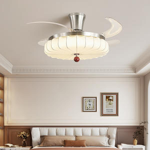 קרם רוח עתיק באמצע מנורת רוח יוקרה נברשת שקטה עם מאוורר תקרה לשימוש ביתי חדר שינה - Product Image 3