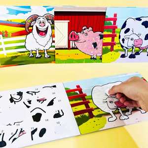 Libro de pegatinas para colorear sin ensuciar para niños y niñas, 12 piezas, actividades, arte, regalos de cumpleaños, manualidades, animales de granja, manualidades con láminas para niños - Product Image 2