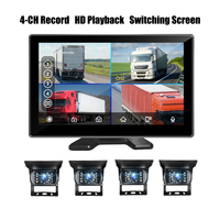 Système d'enregistrement DVR pour camion, bus, camping-car avec écran 10,1 pouces, 4 canaux, moniteur quadruple, Carplay, caméra 1080P