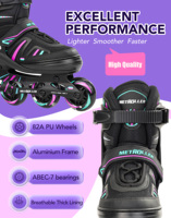 Patins à roues alignées réglables pour enfants avec roues en PU patins à roulettes pour garçons et filles patins clignotants complets chaussures pour adultes adolescents