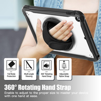 Étui pour tablette transparent robuste antichoc en TPU durable pour iPad 10.2 pouces 7e 8e 9e housse hybride robuste avec support en bandoulière