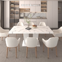 Table de salle à manger/cuisine extensible et convertible 6-10 personnes, plateau moderne en faux marbre blanc, base à double colonne, étanche, pour hôtel