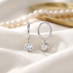 2 Ct Lab Grown Diamond Drop <b>Hoop</b> <b>Earrings</b> 925 Sterling <b>Silver</b> & 14K <b>Solid</b> Gold OEM ODM Wholesale Supplier - Product Image 4