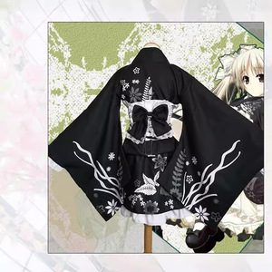 Yosuga No Sora Kimono Yukata Costume Black White Floral Anime Cosplay Dress For Women Spring 2023 Polyester Fiber - Product Image 3