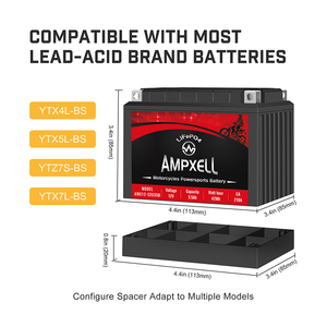 Batería AMPXELL LFP 12V 2.5Ah/3.5Ah/5Ah/6Ah/8Ah/12Ah con 2 terminales y carcasa de ABS para arranque de motocicletas, embarcaciones, ATV/UTV, modelo AMX12-35FQ LiFePO4 - Product Image 6