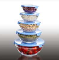 5 ensembles de bol en verre rond écologique pour la décoration de la maison résistant à la chaleur avec couvercle pour salade de fruits