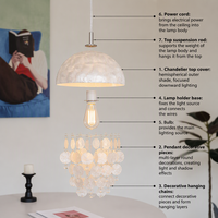 Lustre suspendu vintage en cristal rond, lampe suspendue décorative blanc chaud pour salon, chambre à coucher, salle à manger