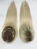 Prothèse capillaire de luxe en cheveux humains Remy de qualité supérieure, haute densité, avec dentelle HD naturelle, pour femmes, racines intégrées, blond platine balayage