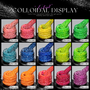 Vendeeni automne hiver populaire réfléchissant Disco Gel vernis Collection 15 couleurs ensemble gratuit TPO HEMA OEM/ODM Gel vernis à ongles fournitures - Product Image 3
