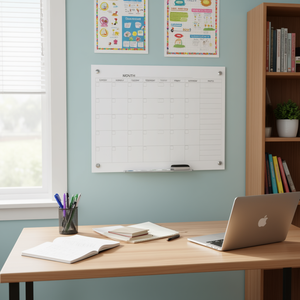 Calendario de pared con superficie de vidrio para borrar en seco, 35x23 pulgadas, para uso en oficina y escuela, con marcadores y borrador - Product Image 2