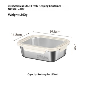 Caja de Almacenamiento de Alimentos de Acero Inoxidable 304, Caja de Comedor Sellada Antiderrames, Tapa de Vidrio Visible con Múltiples Especificaciones - Product Image 3