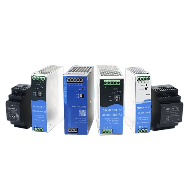 Mornsun Industrial AC DC Switching Mode Power Supply 480W 240W 120W Din Rail Enclosure 24V 12V 48V SMPS MeanWell Power Supply