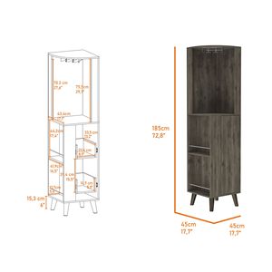 ตู้บาร์เข้ามุมสีน้ำตาลเข้ม 1 ลิ้นชัก 2 ชั้นวาง - Product Image 6