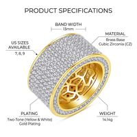 Luxuriöse breite Statement-Ringe mit mehrreihigem Pavé-Zirkonia, hohlem Wabenmuster, vergoldet, Iced Out, Damenschmuck