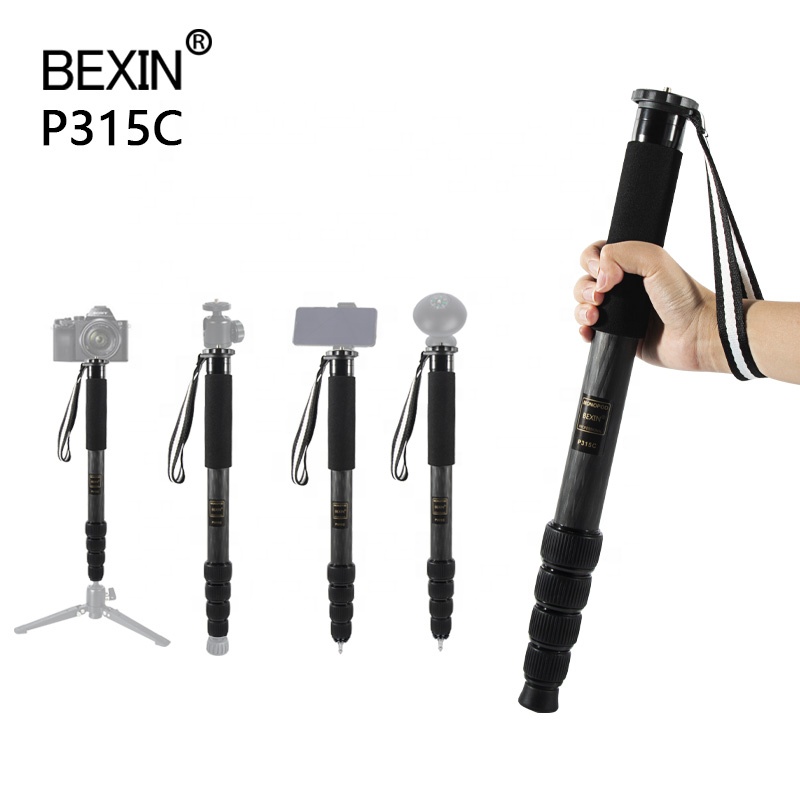 BEXIN New Extendable Unipod Professional Camera Carbon Fiber Foldable Mini Lightweight Monopod Tripod for DSLR Flash MobilePhone