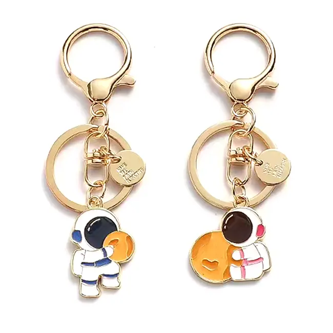 Customized promotional Cute Anime Character Spaceman Astronaut Hard Key Ring Key Chain Keychain
