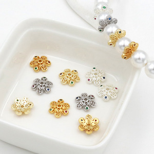 Soporte para Flores de Circonio, Chapado en Oro de 14K, Cobre, Cuentas Espaciadoras para Joyería DIY, C21 - Product Image 1